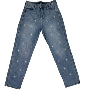 Hollister 90s Jeans Womens 9-29x27High Rise Mom Jean Flowers Daisy Embroidered